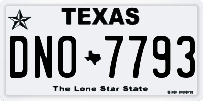 TX license plate DNO7793
