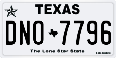 TX license plate DNO7796