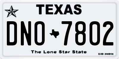 TX license plate DNO7802
