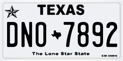 TX license plate DNO7892