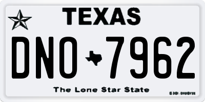 TX license plate DNO7962