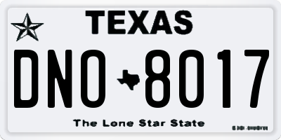 TX license plate DNO8017