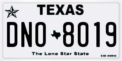TX license plate DNO8019