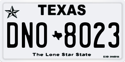 TX license plate DNO8023