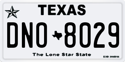 TX license plate DNO8029