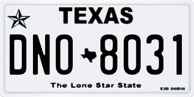 TX license plate DNO8031