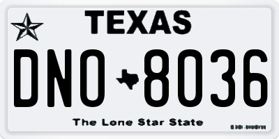 TX license plate DNO8036