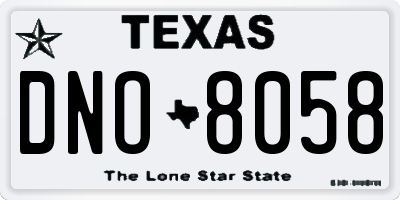 TX license plate DNO8058