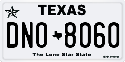 TX license plate DNO8060
