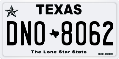 TX license plate DNO8062