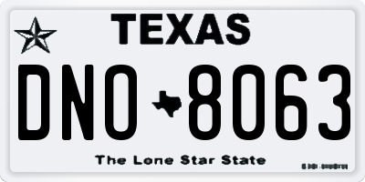 TX license plate DNO8063