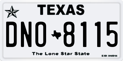 TX license plate DNO8115