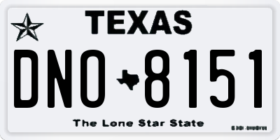 TX license plate DNO8151