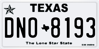 TX license plate DNO8193