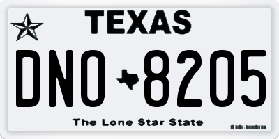 TX license plate DNO8205