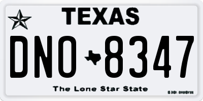 TX license plate DNO8347