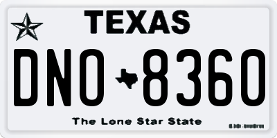 TX license plate DNO8360