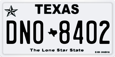 TX license plate DNO8402
