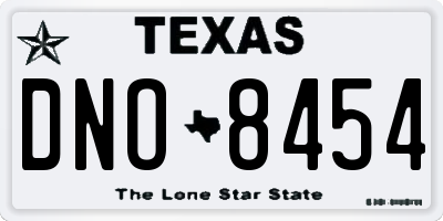 TX license plate DNO8454