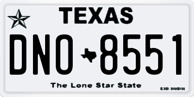 TX license plate DNO8551