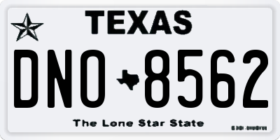 TX license plate DNO8562