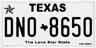 TX license plate DNO8650