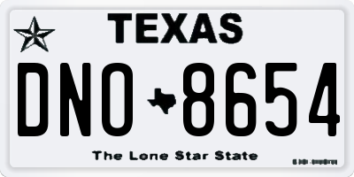 TX license plate DNO8654