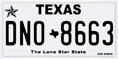 TX license plate DNO8663