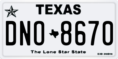 TX license plate DNO8670