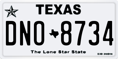 TX license plate DNO8734