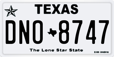 TX license plate DNO8747