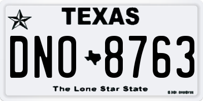 TX license plate DNO8763