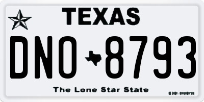 TX license plate DNO8793