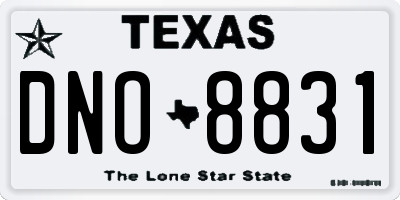 TX license plate DNO8831