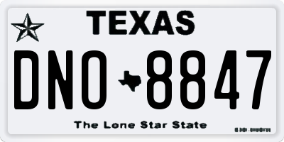 TX license plate DNO8847