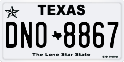 TX license plate DNO8867