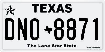 TX license plate DNO8871