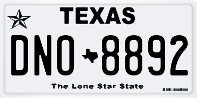 TX license plate DNO8892