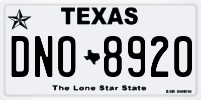 TX license plate DNO8920
