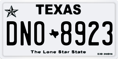 TX license plate DNO8923