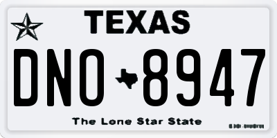 TX license plate DNO8947
