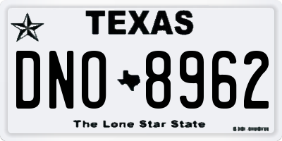 TX license plate DNO8962