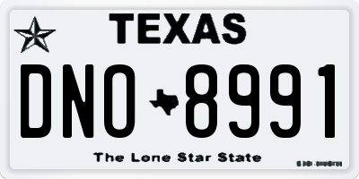 TX license plate DNO8991