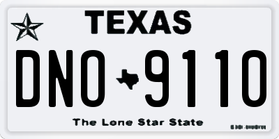TX license plate DNO9110