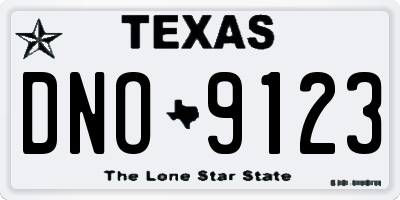 TX license plate DNO9123