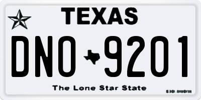 TX license plate DNO9201