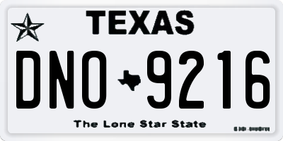 TX license plate DNO9216