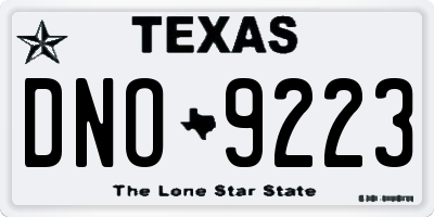 TX license plate DNO9223