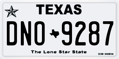 TX license plate DNO9287
