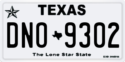 TX license plate DNO9302